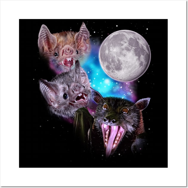 Three Bats Howl at the Moon Wall Art by darklordpug